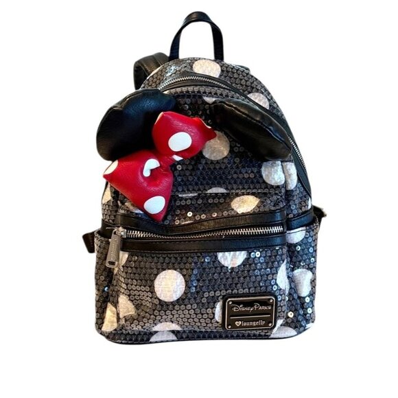 Disney Parks Minnie Mouse Loungefly Sequined Polka Dot Backpack - Picture 10 of 10